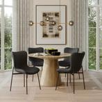 Gestoffeerde stoel Tessa - Geweven stof zwart/zwart, Set van, Huis en Inrichting, Stoelen, Verzenden, Nieuw