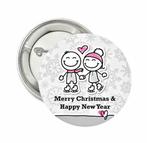 Button of magneet Winterfun Merry Christmas & Happy New Year, Diversen, Verzenden, Nieuw
