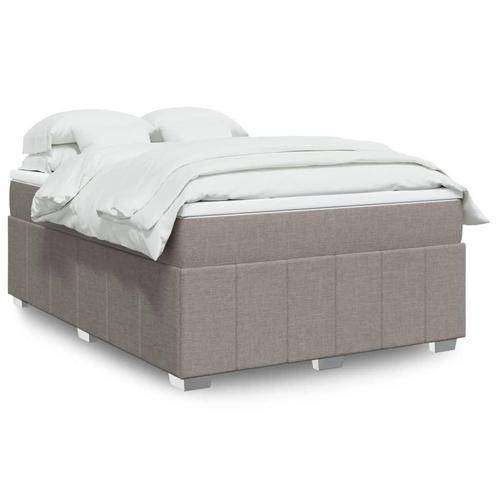 vidaXL Boxspring met matras stof taupe 140x190 cm, Huis en Inrichting, Slaapkamer | Bedden, 140 cm, 190 cm of minder, Tweepersoons