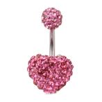 Fako Bijoux - Navelpiercing - Disco Dots Duo - Hart - Roze, Verzenden, Nieuw