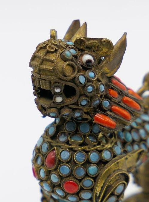 Snijwerk, Snuff Mod.Cane Foo - Lavorazione Cloisonné Con, Antiek en Kunst, Curiosa en Brocante