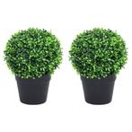 Kunstplanten met pot 2 st buxus bolvorming 32 cm groen, Nieuw, Verzenden