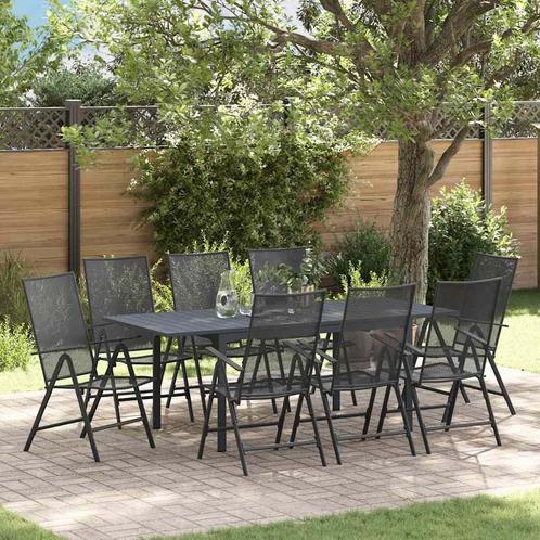 vidaXL Tuin Eetset 9 pcs Staal, Tuin en Terras, Tuinsets en Loungesets, Nieuw, Rvs, Verzenden