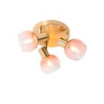 Art Deco plafondspot goud met roze glas 3-lichts - Vidro, Nieuw, Overige materialen, Art Deco