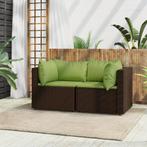 vidaXL Tuinhoekbanken met kussens 2 st poly rattan bruin, Tuin en Terras, Verzenden, Nieuw, Rotan