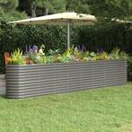 vidaXL Plantenbak 332x40x68 cm gepoedercoat staal grijs, 100 cm of meer, Verzenden, Nieuw, Metaal