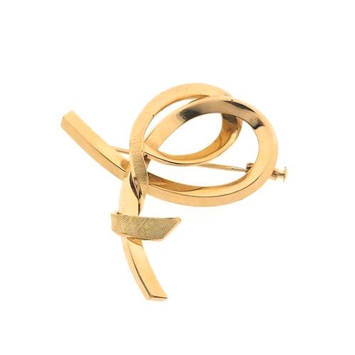 18 Krt. Gouden broche (geelgoud, dynamisch, dames sieraden), Sieraden, Tassen en Uiterlijk, Broches, Overige kleuren, Gebruikt