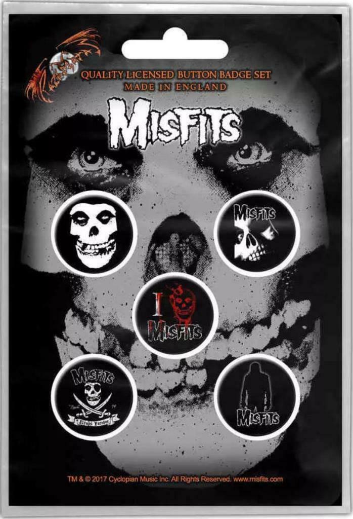 Misfits Button Skull 5-pack officiële merchandise, Verzamelen, Muziek, Artiesten en Beroemdheden, Gebruiksvoorwerp, Nieuw, Ophalen of Verzenden