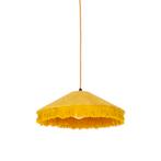 Retro hanglamp geel velours met franjes - Frills, Huis en Inrichting, Lampen | Hanglampen, Nieuw, Overige stijlen