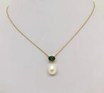 Ketting met hanger FreshWater Drop Pearl - Tourmaline Stone, Sieraden, Tassen en Uiterlijk, Antieke sieraden