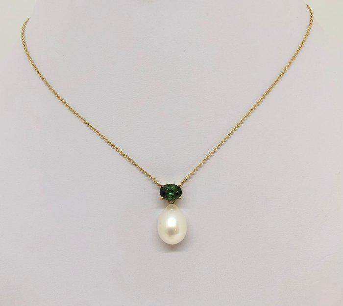 Ketting met hanger FreshWater Drop Pearl - Tourmaline Stone, Sieraden, Tassen en Uiterlijk, Antieke sieraden