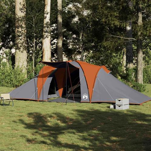 vidaXL Koepeltent 6-persoons waterdicht grijs en oranje, Caravans en Kamperen, Tenten, Nieuw, tot en met 2, Verzenden