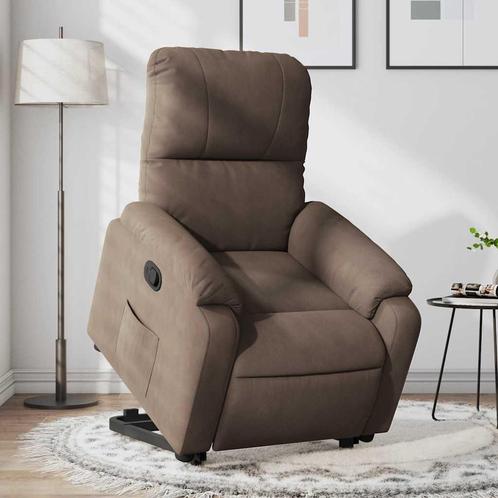 vidaXL Sta-op-stoel verstelbaar microvezelstof bruin, Huis en Inrichting, Fauteuils, Nieuw, Verzenden