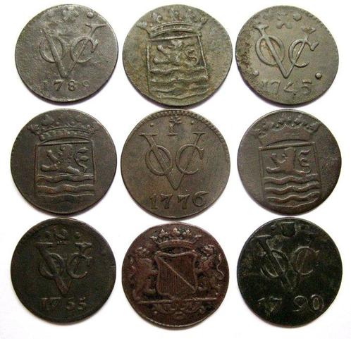 Nederlands-Indië. Koloniaal. VOC Duiten 1746-1790 (9, Postzegels en Munten, Munten | Nederland