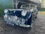 TRIUMPH TR3A bj. 1960 z.g.a.n. met grijs leder interieur, Auto's, Achterwielaandrijving, Mistlampen, Cabriolet, Blauw