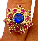 Zonder Minimumprijs - Ring - 9 kt. Geel goud, Zilver Saffier, Nieuw