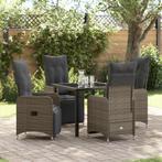 vidaXL 5-delige Tuinset met Kussens van Grijze Poly Rattan, Verzenden, Nieuw, Rotan