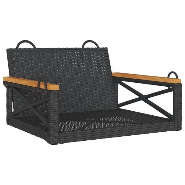 Zwarte Poly Rattan Schommelbank | Tweedekansje | Max 110kg, Tuin en Terras, Hangmatten, Buiten, Nieuw, Meerpersoons, Ophalen of Verzenden