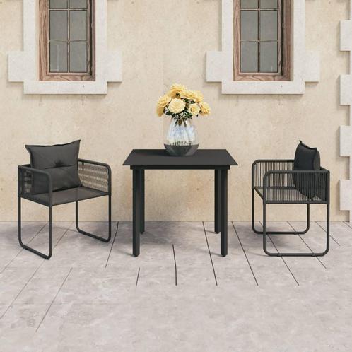 vidaXL 3-delige Tuinset PVC-rattan zwart, Tuin en Terras, Tuinsets en Loungesets, Tuinset, Nieuw, 2 zitplaatsen, Kunststof, Verzenden