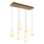 Hanglamp EWALD 13.5 cm 6-lichts Messing, Opaal, Huis en Inrichting, Lampen | Hanglampen, Nieuw, Ophalen of Verzenden, Metaal