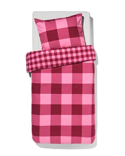 HEMA Dekbedovertrek flanel 140x200/220 ruit roze rood, Huis en Inrichting, Slaapkamer | Beddengoed, Nieuw, Verzenden