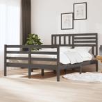 vidaXL Bedframe massief hout grijs 140x200 cm, Huis en Inrichting, Slaapkamer | Bedden, Nieuw, Tweepersoons, Verzenden