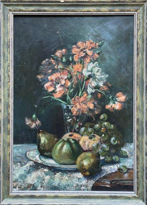 Franse school (XIX) - Vaso con composizione floreale, Antiek en Kunst, Kunst | Schilderijen | Klassiek