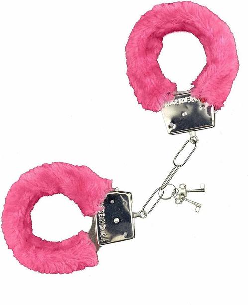 Handboeien Roze Fluweel, Hobby en Vrije tijd, Feestartikelen, Nieuw, Verzenden