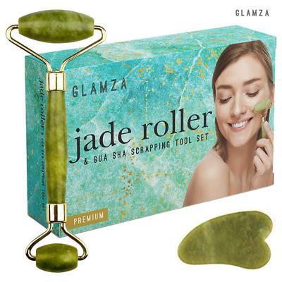 Glamza Jade Roller & Gua Sha Scraping Tool Set, Sieraden, Tassen en Uiterlijk, Uiterlijk | Gezichtsverzorging, Ophalen of Verzenden