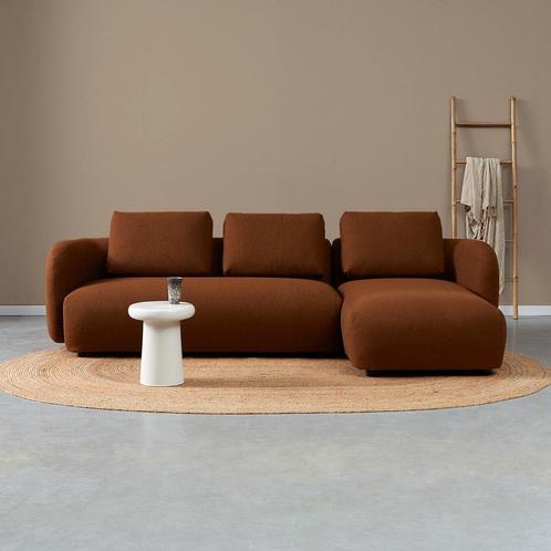 *WOONWINKEL* Bruine Bank Met Chaise Longue Rechts, Huis en Inrichting, Banken | Bankstellen, Nieuw, Verzenden
