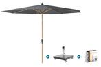 Platinum Riva stokparasol 3 m. rond - Teak antraciet +, Tuin en Terras, Verzenden, Nieuw, Parasolvoet, Kantelbaar