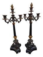 Kaarsenhouder - Brons - Paar bronzen fakkels - Hoogte: 66 cm