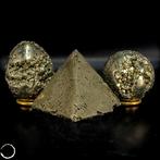 Exclusief pyriet-set – Ei, bol en piramide van massief