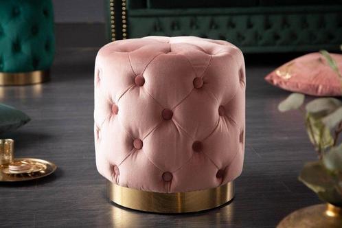 Elegante kruk MODERN BAROK 40cm oud roze goud fluweel, Huis en Inrichting, Banken | Voetenbanken en Poefen, Ophalen of Verzenden