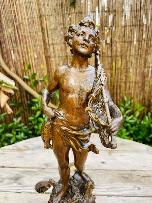 sculptuur, El Pescador Le Pecheur - 37 cm - Brons,, Antiek en Kunst, Antiek | Keramiek en Aardewerk