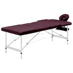 vidaXL Massagetafel inklapbaar 3 zones aluminum wijnpaars, Verzenden, Nieuw