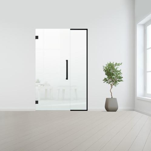 Glazen binnendeur met zijlicht zonder kozijn zwart beslag-Sa, Doe-het-zelf en Verbouw, Glas en Ramen, Nieuw, Ophalen of Verzenden