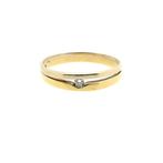 Bicolor gouden solitair ring met diamant | 0,035 ct., Sieraden, Tassen en Uiterlijk, Ringen, Goud, Met edelsteen, Gebruikt, 17 tot 18