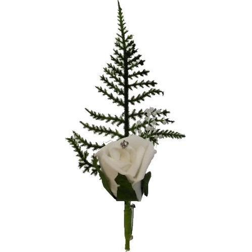 Corsage foamroos ivory met asparagus en diamantspeld roos, Hobby en Vrije tijd, Knutselen, Nieuw, Ophalen of Verzenden