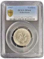 Koningin Juliana zilveren 1 gulden 1957 MS64 PCGS, Postzegels en Munten, Munten | Nederland, 1 gulden, Koningin Juliana, Verzenden