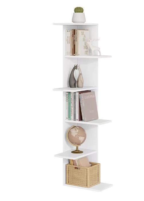 Wit Zigzag Hoekrek Wandplank 6 Lagen – 37x37x140 cm Kast, Huis en Inrichting, Kasten | Wandmeubels, Nieuw, Verzenden