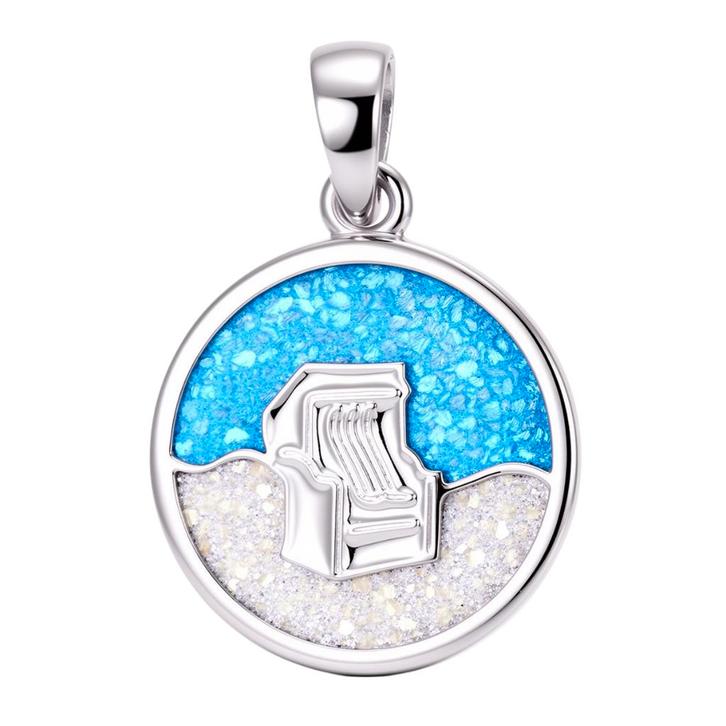 Zilveren hanger Strandkorf aan zee met echt zand, Sieraden, Tassen en Uiterlijk, Kettinghangers, Nieuw, Verzenden