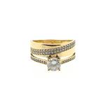 Brede gouden ring met zirconia (geelgoud, damesring, dames), Sieraden, Tassen en Uiterlijk, Ringen, Gebruikt, Overige kleuren