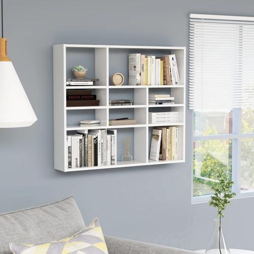 vidaXL Wandschap 90x16x78 cm bewerkt hout hoogglans wit, Huis en Inrichting, Woonaccessoires | Wandplanken en Boekenplanken, Nieuw