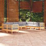 vidaXL 10-delige Loungeset met grijze kussens massief, Verzenden, Nieuw, Loungeset