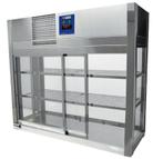 Rvs Vitrine, 4 glazen zijden, 2 schuifdeuren - 80x41x70 cm, Verzenden, Nieuw in verpakking