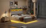 Gestoffeerd hydraulisch tweepersoonsbed met LED 140/160x200, Verzenden, Nieuw