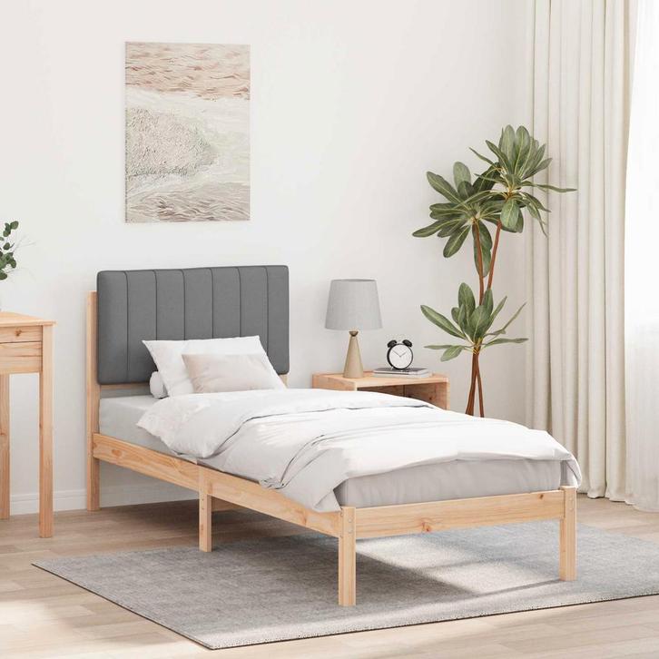 vidaXL Bedframe met Gevoerd Hoofdgedeelte Lichtgrijs 80 x, Huis en Inrichting, Slaapkamer | Bedden, Nieuw, Hout, Verzenden