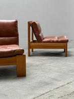 Fauteuil (2) - Leder, Vurenhout - Scandinavië, Antiek en Kunst