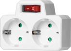 Doorvoerstekker met Schakelaar – 2x Schuko Stopcontact, Doe-het-zelf en Verbouw, Elektra en Kabels, Verzenden, Nieuw